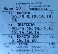 Sends Us Visual Proof of His Derby Exacta and Trifecta!